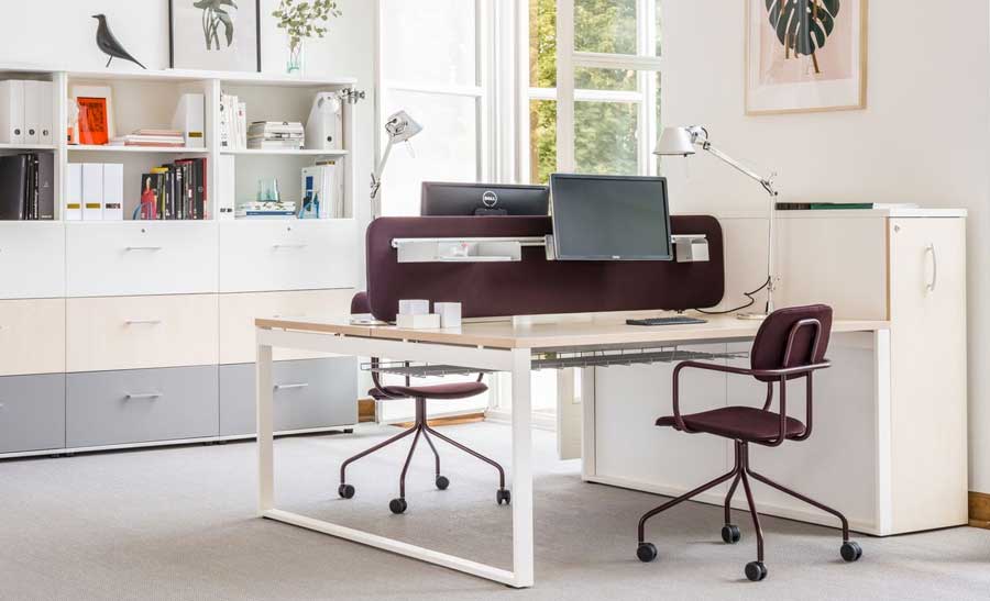 OGI Q Bench Desking - Two workstations with metal closed leg design 1 OGI Q Bench Desking - Two workstations with metal closed leg design