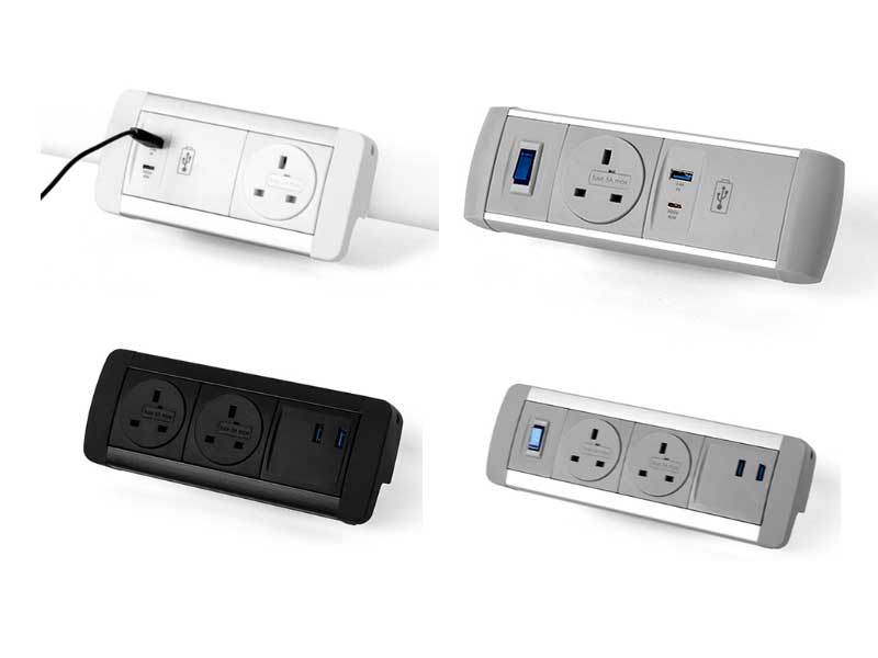 Desk Gear Desktop power modules, multiple configurations USB/data/AV/AC options. 1 Desk Gear Desktop power modules, multiple configurations USB/data/AV/AC options.