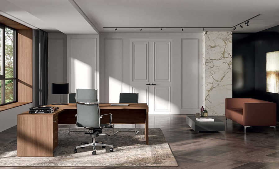 T45 Stylish executive desk system, Italian designed, with built-in modesty panel 1 T45 Stylish executive desk system, Italian designed, with built-in modesty panel