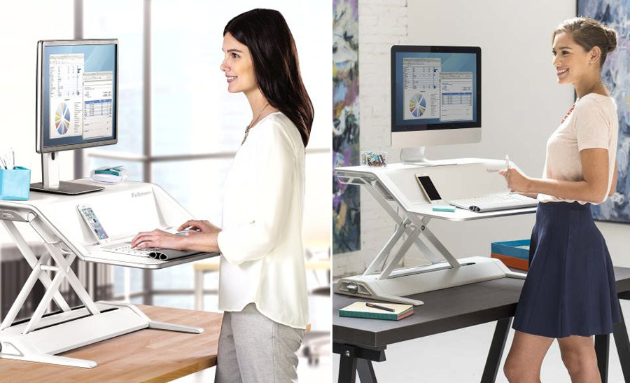 Fellowes Sit/Stand Workstation, Height Adjustable, 2 Work Surfaces, Charge Slot 3 Fellowes Sit/Stand Workstation, Height Adjustable, 2 Work Surfaces, Charge Slot - Image 3