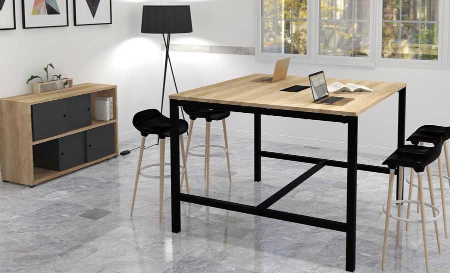 ASTROLITE Coworking Area High table, 25mm top, metal Square arch legs & foot rest bar 2 ASTROLITE Coworking Area High table, 25mm top, metal Square arch legs & foot rest bar - Image 2