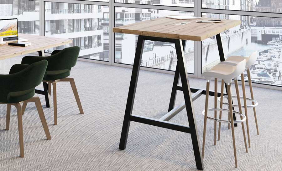 COHESION Coworking High table with 38mm tops, metal or wooden A arch shaped legs 3 COHESION Coworking High table with 38mm tops, metal or wooden A arch shaped legs - Image 3