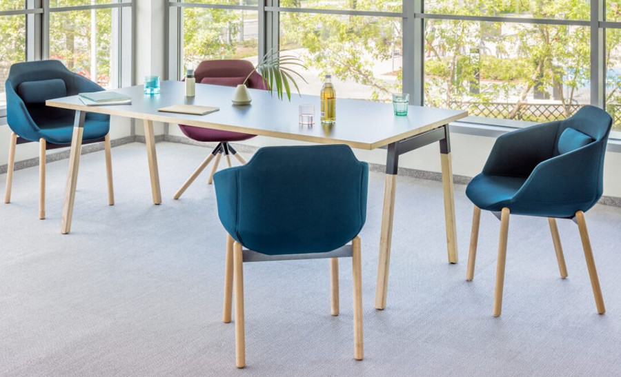 OGI W Meeting Tables, rectangular or oval tops with natural wood - ash legs 1 OGI W Meeting Tables, rectangular or oval tops with natural wood - ash legs