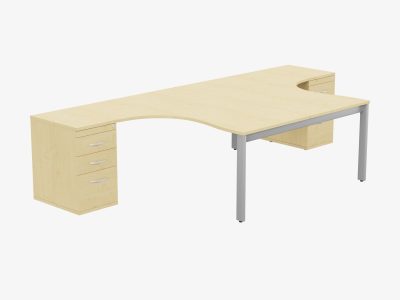 Switch 2 Person Crescent Desk & Desk High Pedestal, Open Leg