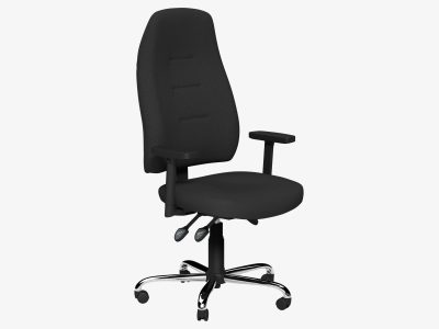 Positura Swivel 3 Lever Chair, Chrome Base, Adjustable Step PU Arms with Sliding Tops