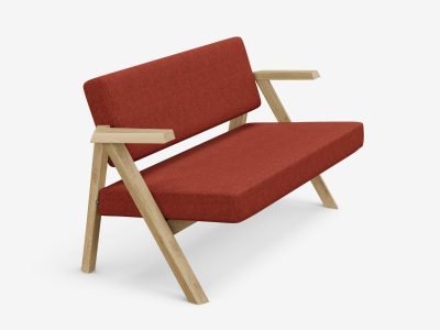 Noti Clapp 2-Seater Sofa with Wooden Legs
