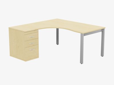 Switch 1 Person Crescent Desk & Desk High Pedestal, Open Leg