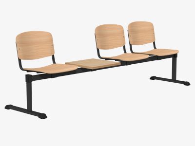 OI Series Beam Seating with Table in Beech Finish