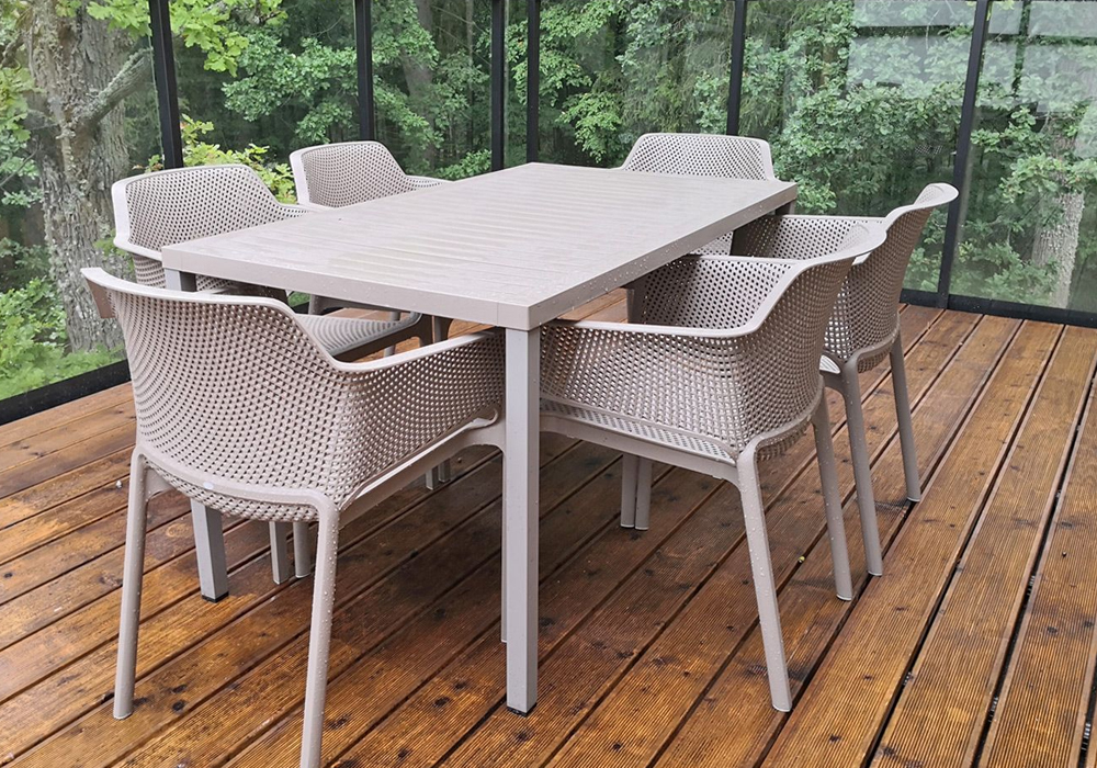 Cube Outdoor Square Table, Lacquered Aluminium Legs & Structure, Stackable 4 Cube Outdoor Square Table, Lacquered Aluminium Legs & Structure, Stackable - Image 4