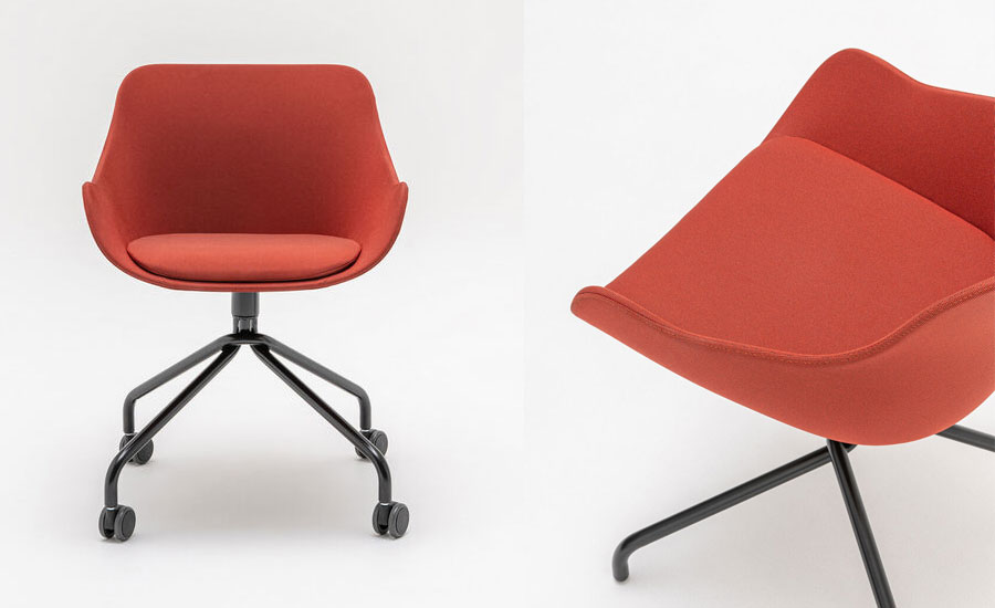 BALTIC Classic Swivel chair, coloured metal legs, upholstered shell with cushion 5 BALTIC Classic Swivel chair, coloured metal legs, upholstered shell with cushion - Image 5