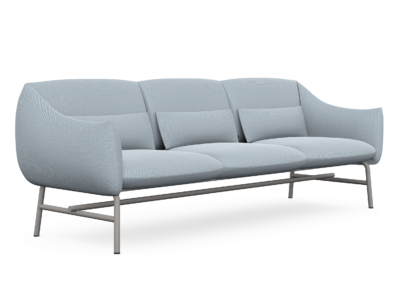 Lua Soft Cushioned Three Seat Sofa With Metal Legs