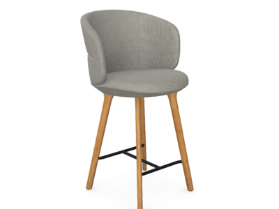 Ekori Hocker Chair with Oak Legs and Steel  Footrest