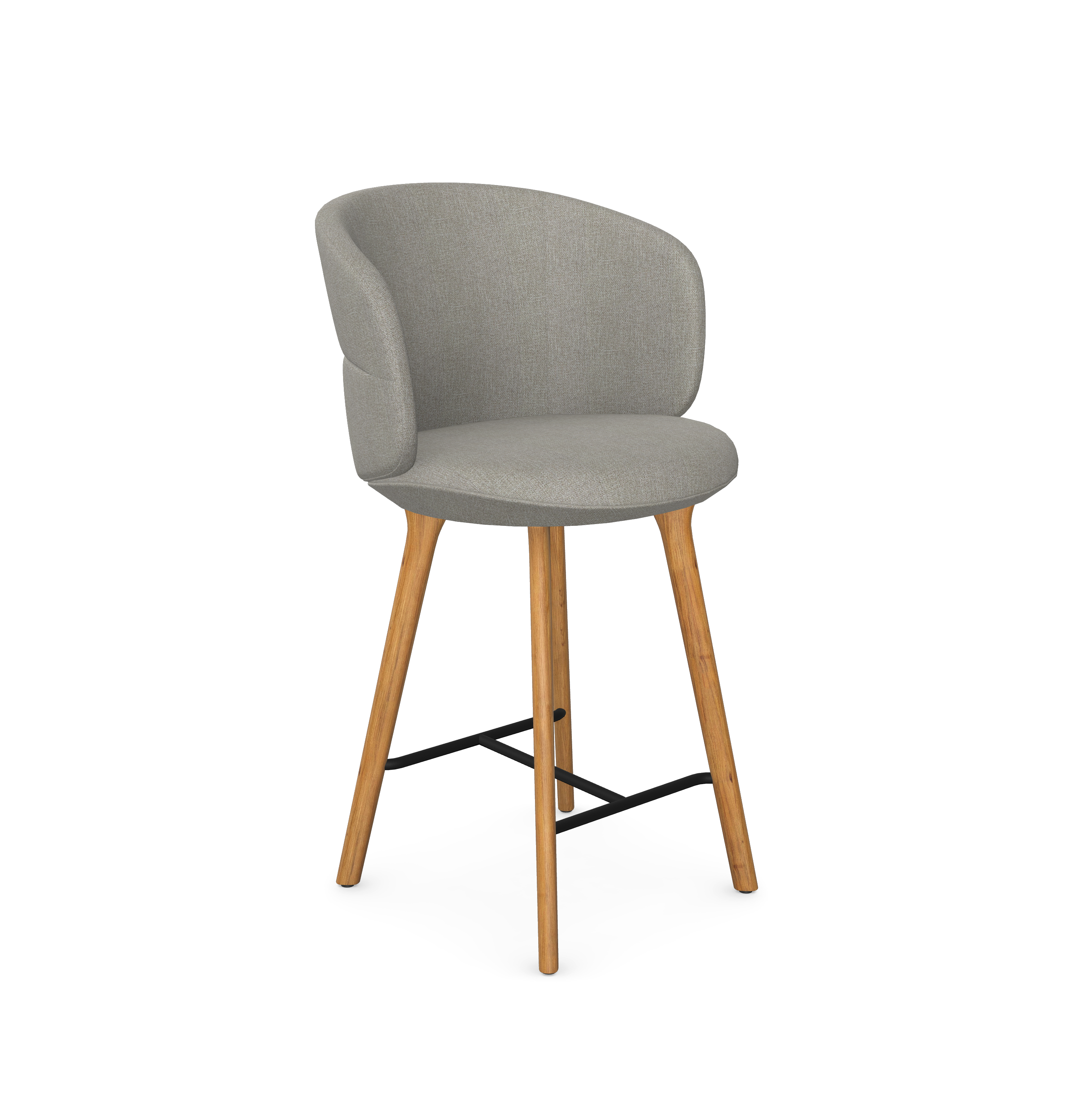 Ekori Hocker Chair with Oak Legs and Steel Footrest 1 Ekori Hocker Chair with Oak Legs and Steel Footrest
