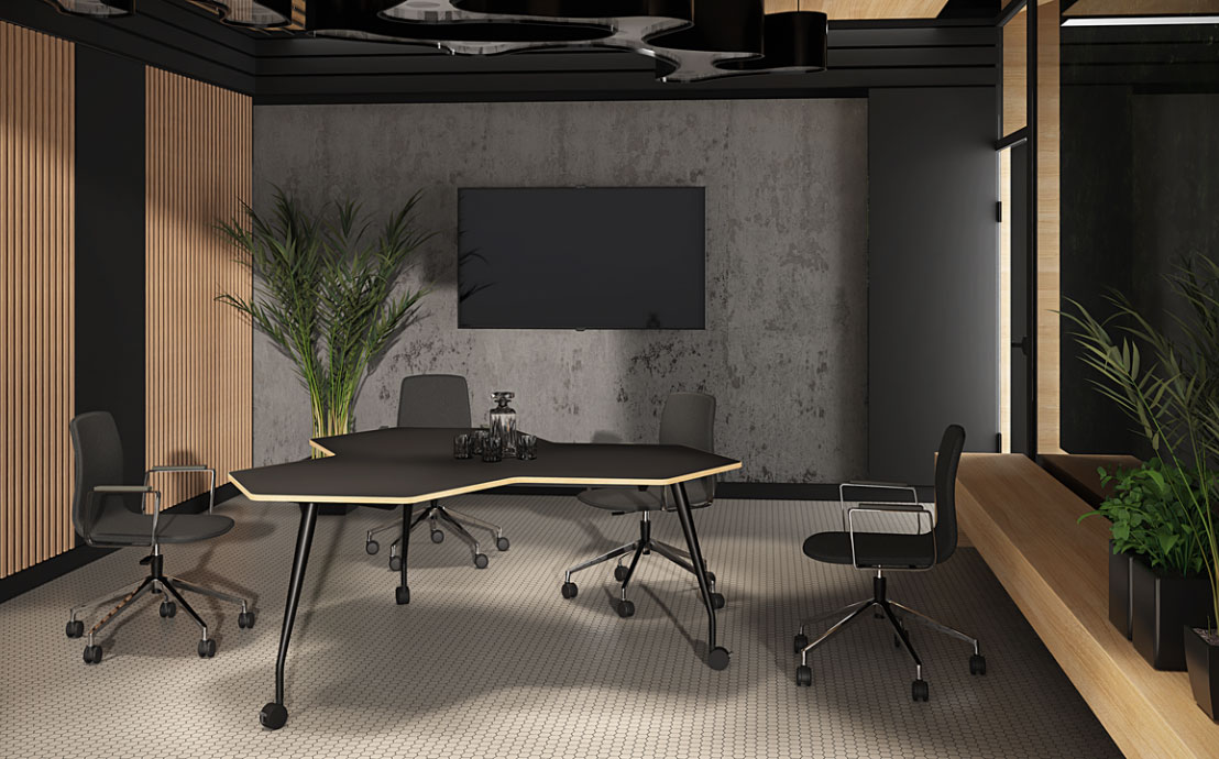 SIRIO Mobile Tables, with Geometric Tops 2 Sirio Mobile Geometric Meeting Tables