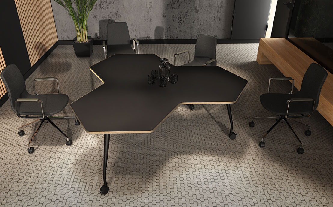 SIRIO Mobile Tables, with Geometric Tops 1 Sirio Mobile Geometric Meeting Tables
