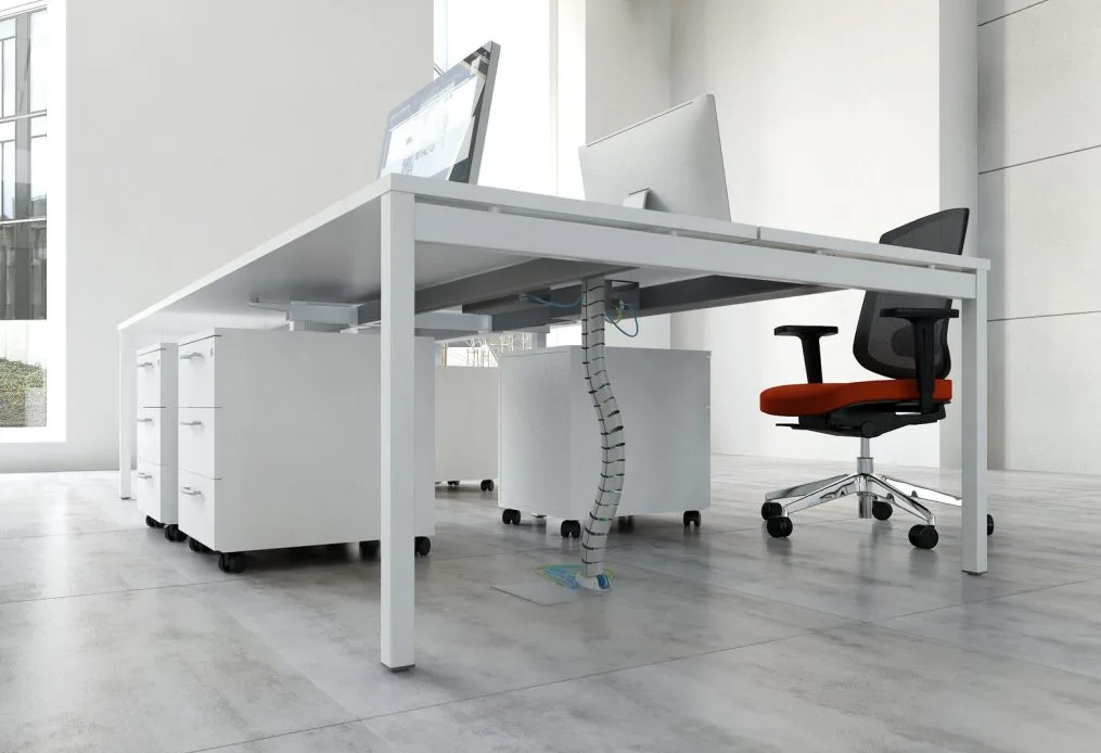 OGI Y Bench Desking - Two workstations with metal straight legs 1 OGI Y bench desk