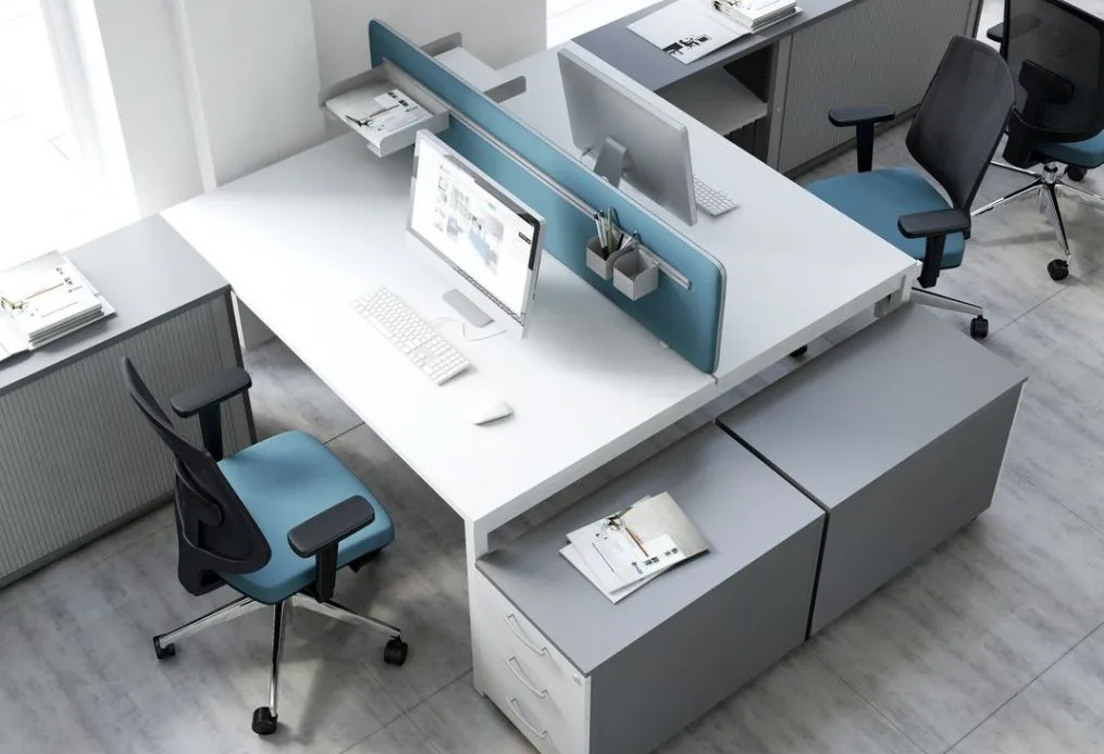 OGI Y Bench Desking - Two workstations with metal straight legs 4 OGI Y bench desk