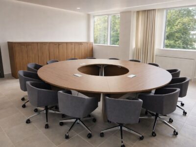 Bespoke boardroom table, high quality Italian designed. X10 round meeting table