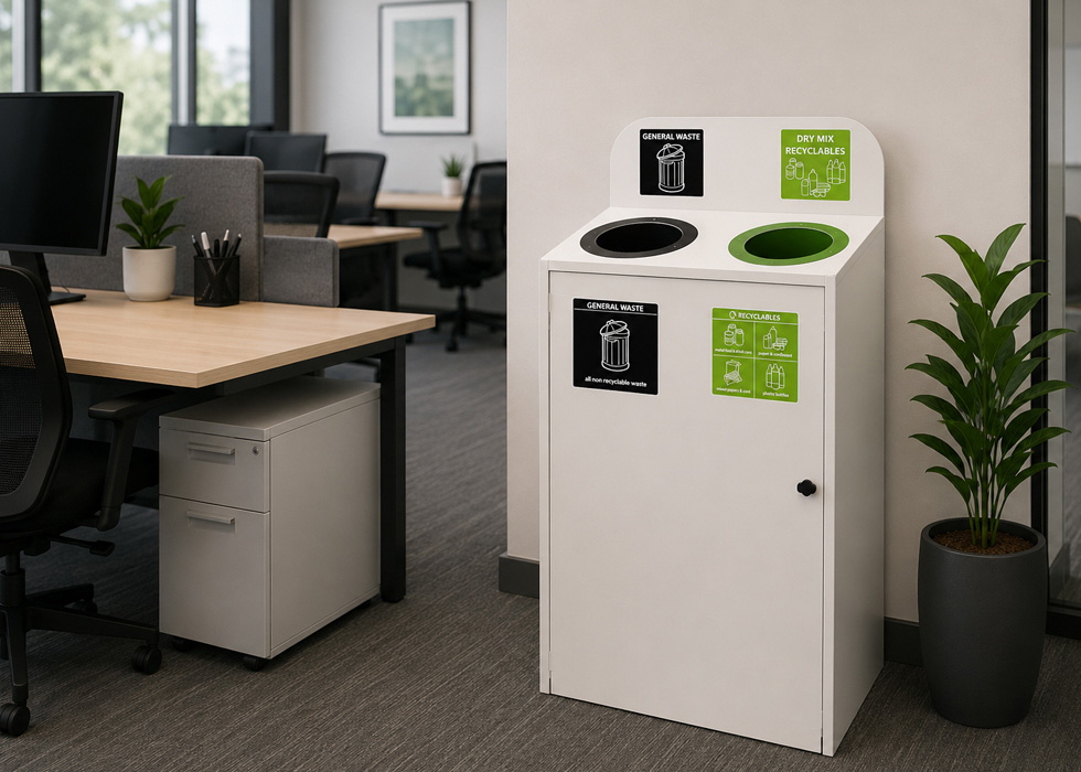SLIMLINE 2-WAY Recycling Station 1 Paragon Slimline Recycling Bin Station