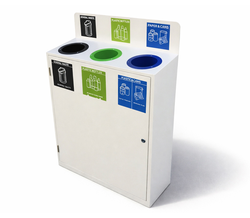 SLIMLINE 3-WAY Recycling Station 4 Paragon Slimline Recycling Bin Station