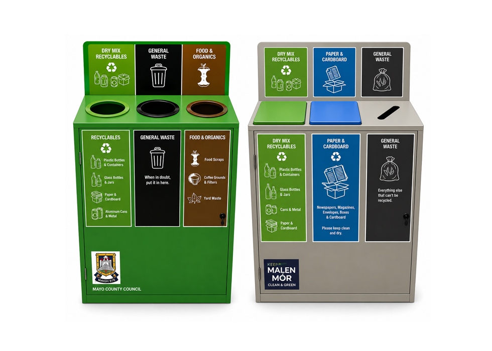SLIMLINE 3-WAY Recycling Station 2 Slimline Recycling Bin - 3 way