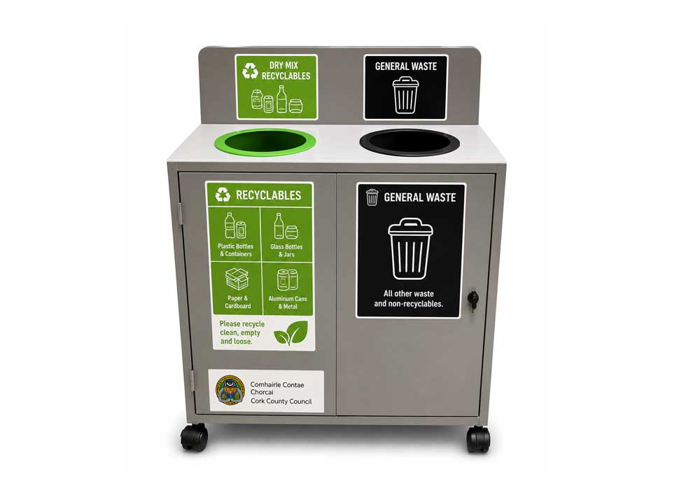 TRINITY 2-WAY Recycling Station 3 Trinity-Recycling-Bin gray