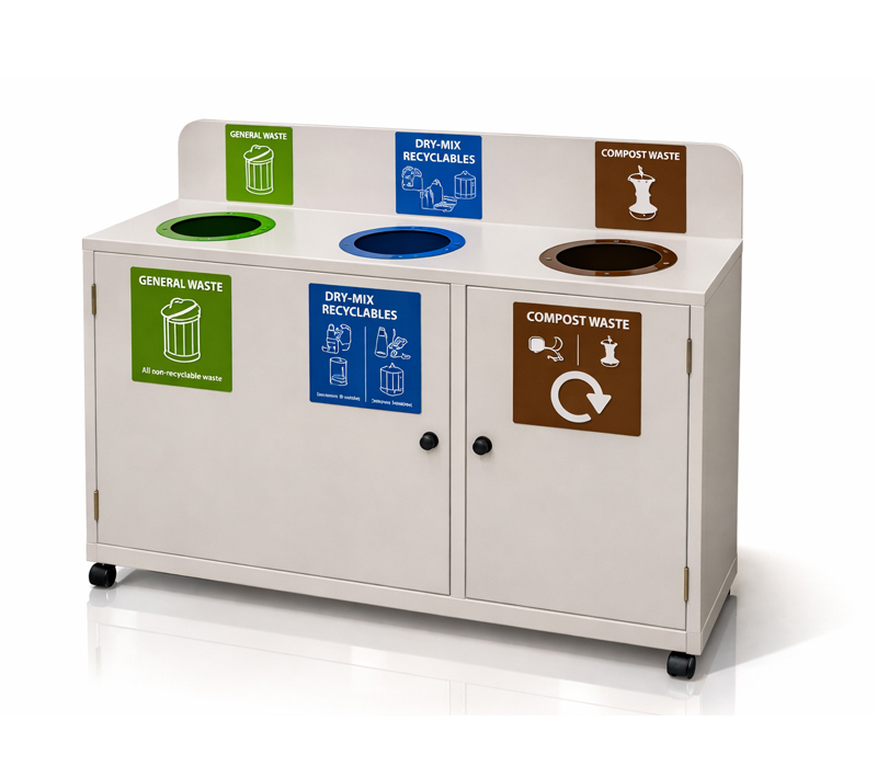 TRINITY 3-WAY Recycling Station 2 Paragon Trinity Recycling Bin Station