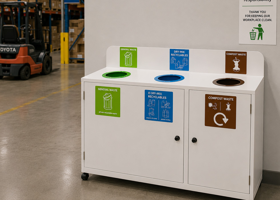 TRINITY 3-WAY Recycling Station 1 Paragon Trinity Recycling Bin Station